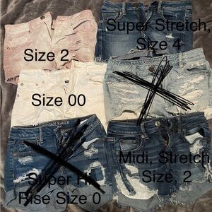 American Eagle Outfitters Jean Shorts Collection - Blue, White, Pink